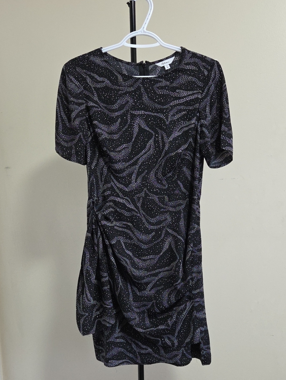 Nwt Reitmans Black Dress with Lilac Dot Wave Print